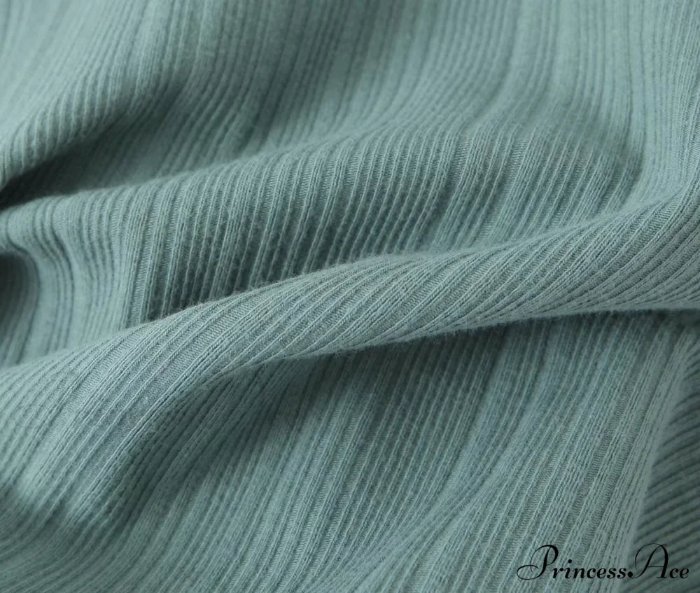 Slim T-Shirt Off-Neck Fit Long Crop Autumn Knitted Two-Tone Arm Top