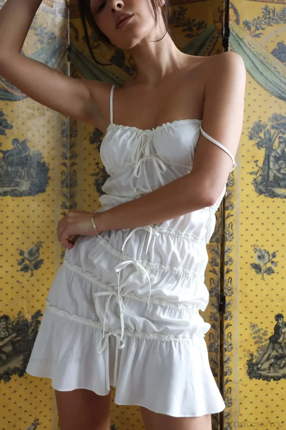 Sling Pleated See-Through Mini Dress minidress-250223