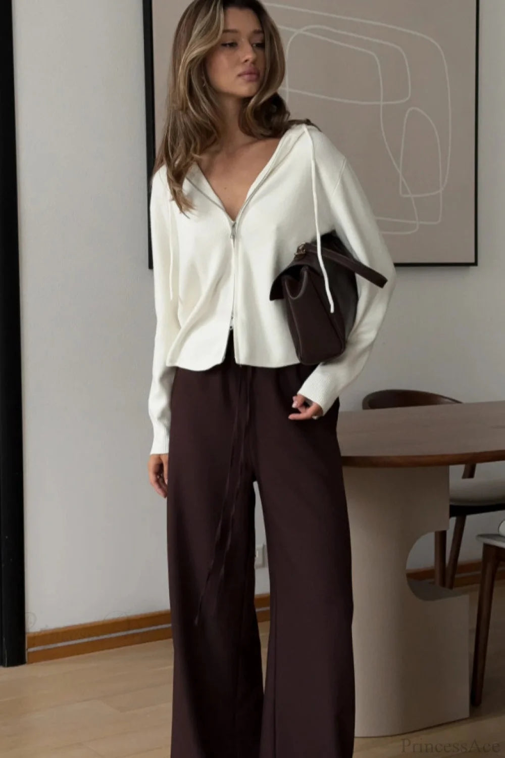 Soft Double Zip Hooded Short Knit Cardigan