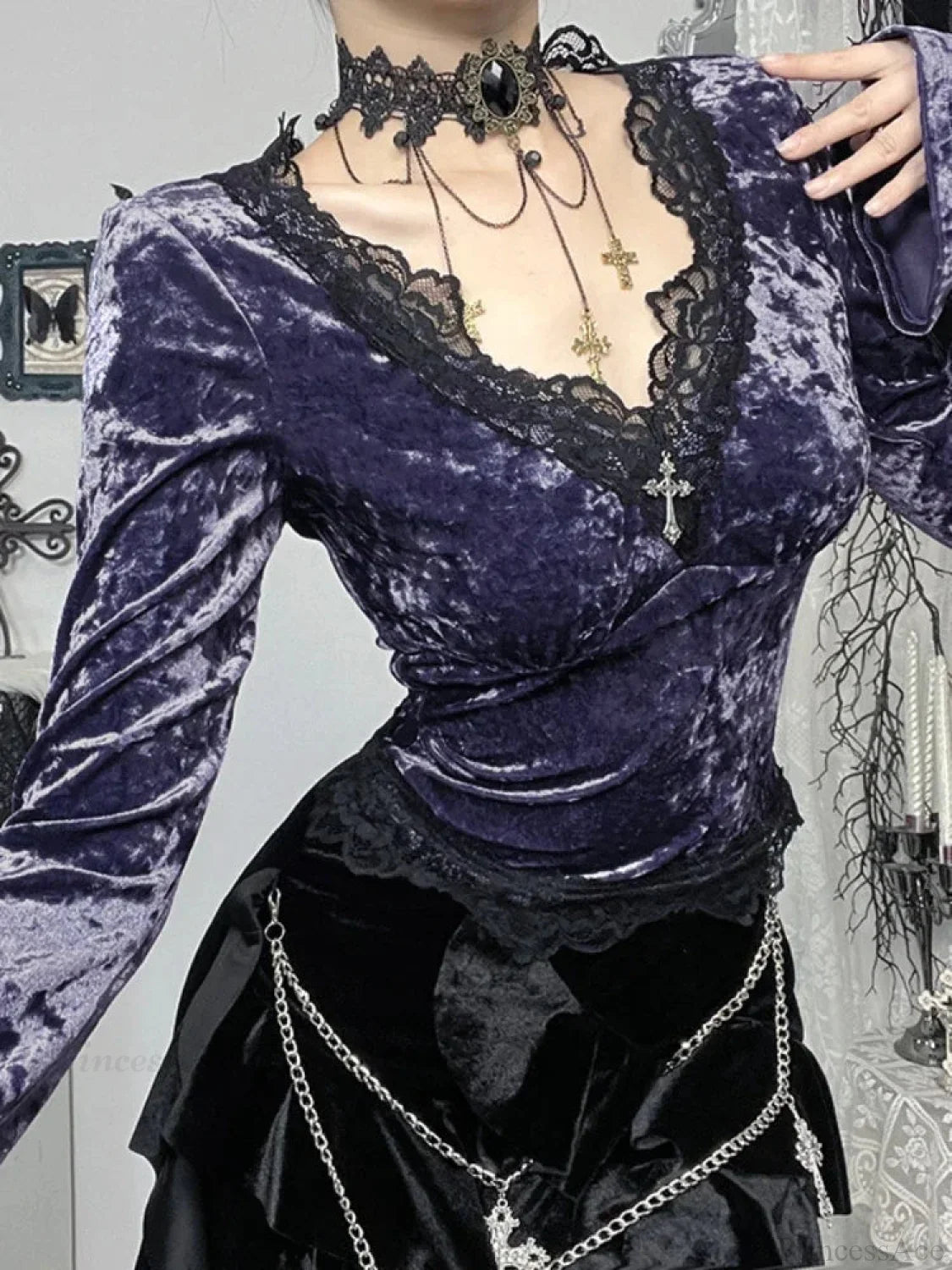 Soft Lace Patchwork Knit Top