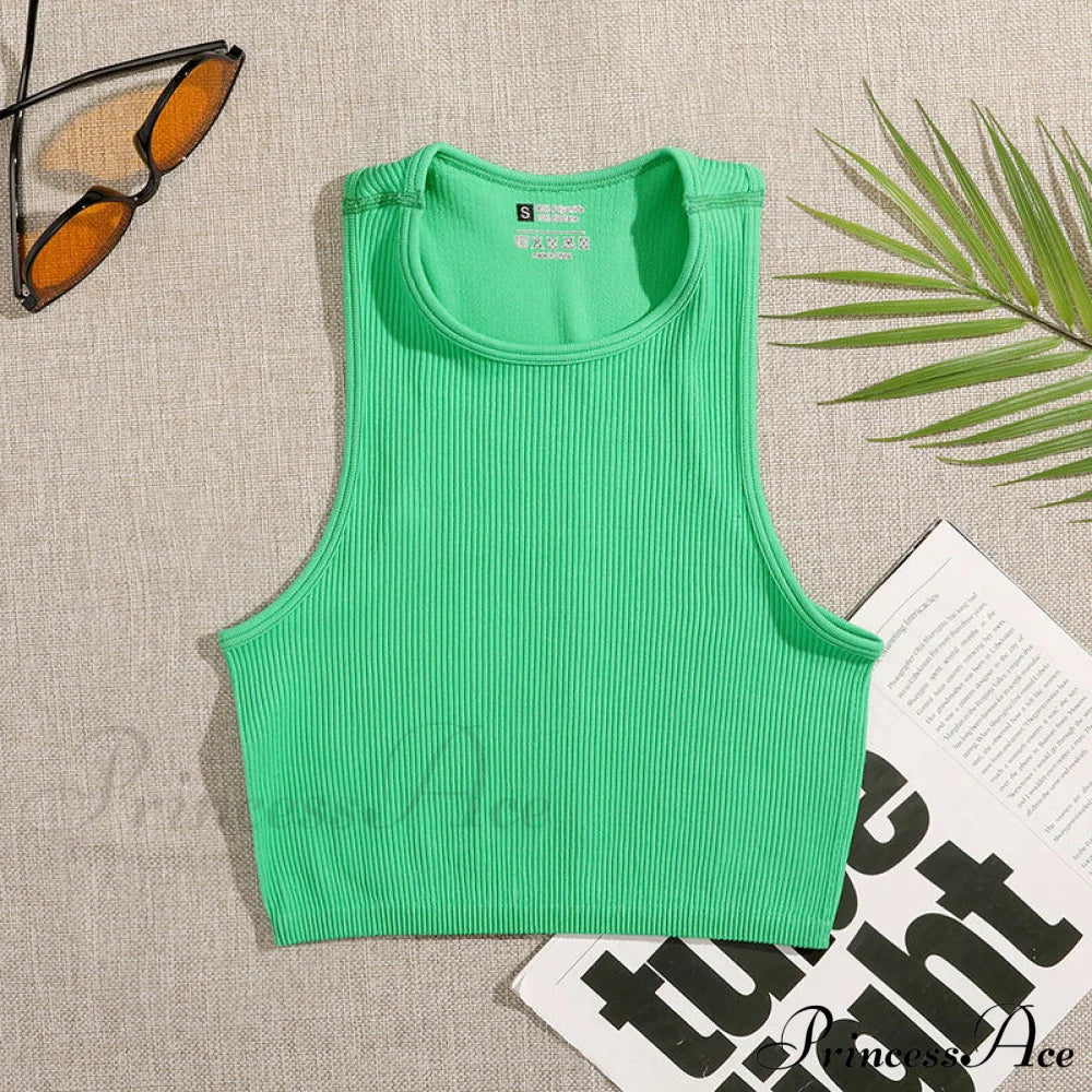 Solid Basic Seamless Streetwear Tank Tops Green / S