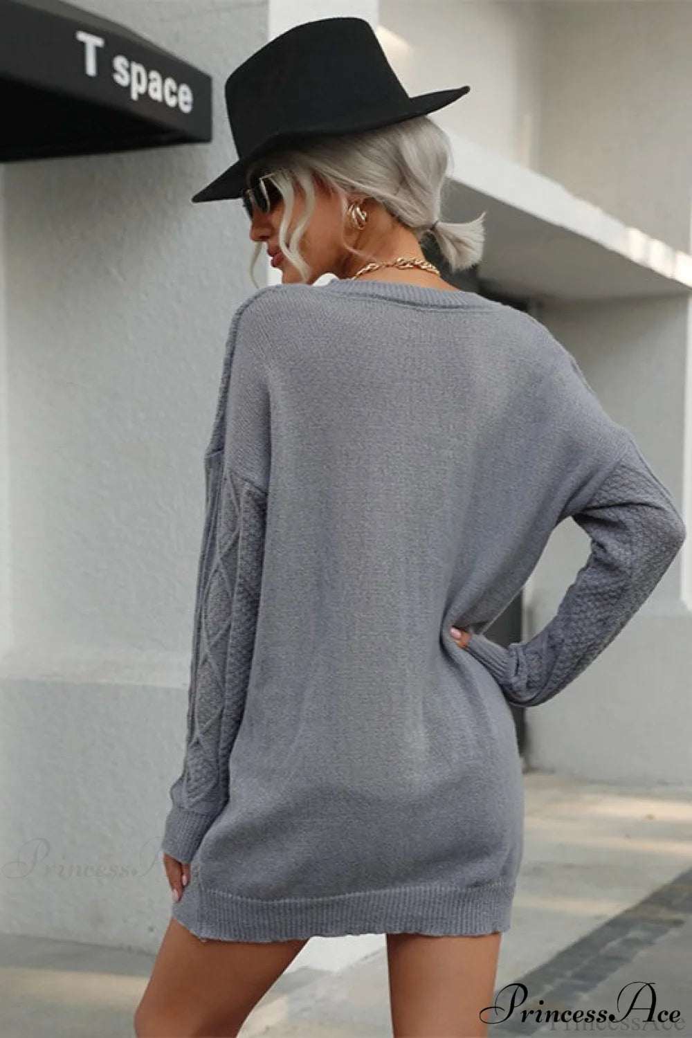 Solid Cable-Knit Wool Women’s Mini Dress