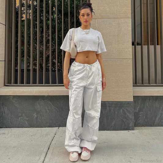 Solid Cargo Streetwear Slim Drawstring Pant pant-250223
