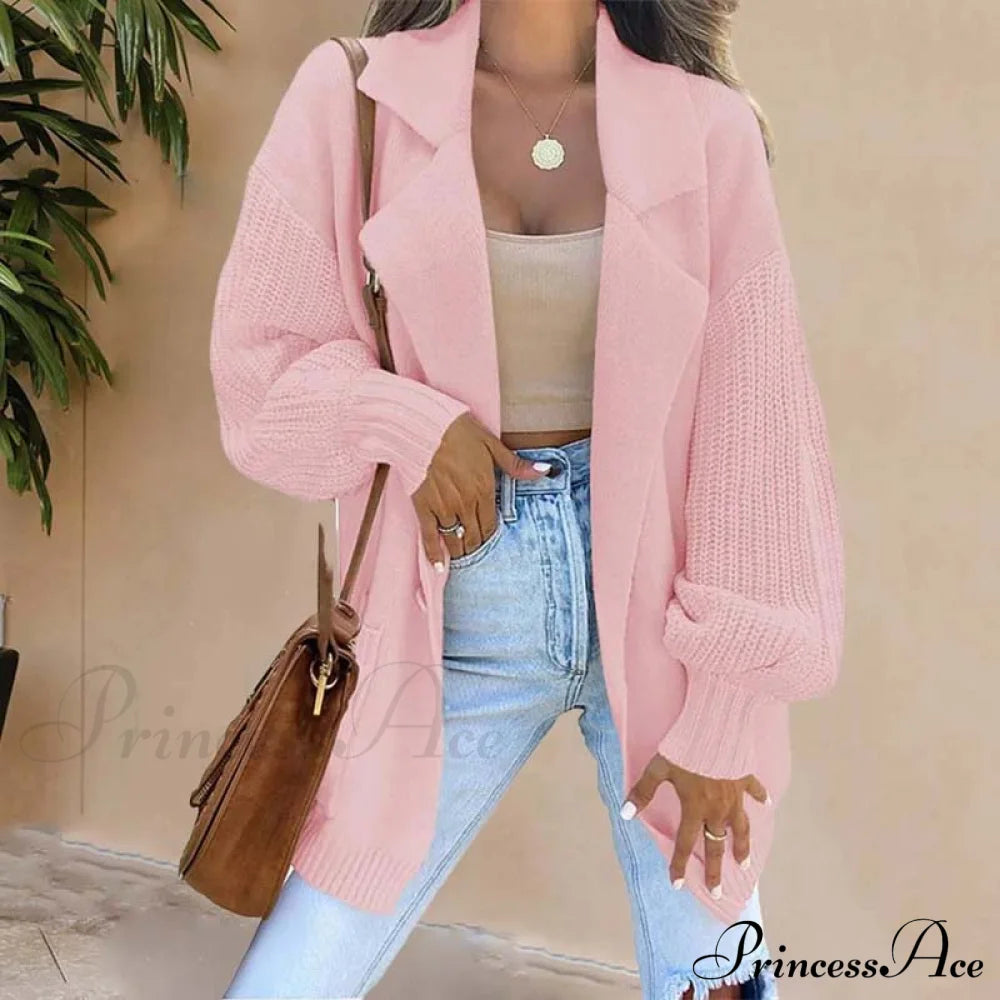 Casual Solid Colour Cardigan Pink best Best Sellings cardigan cardigans clothes Sale tops Topseller