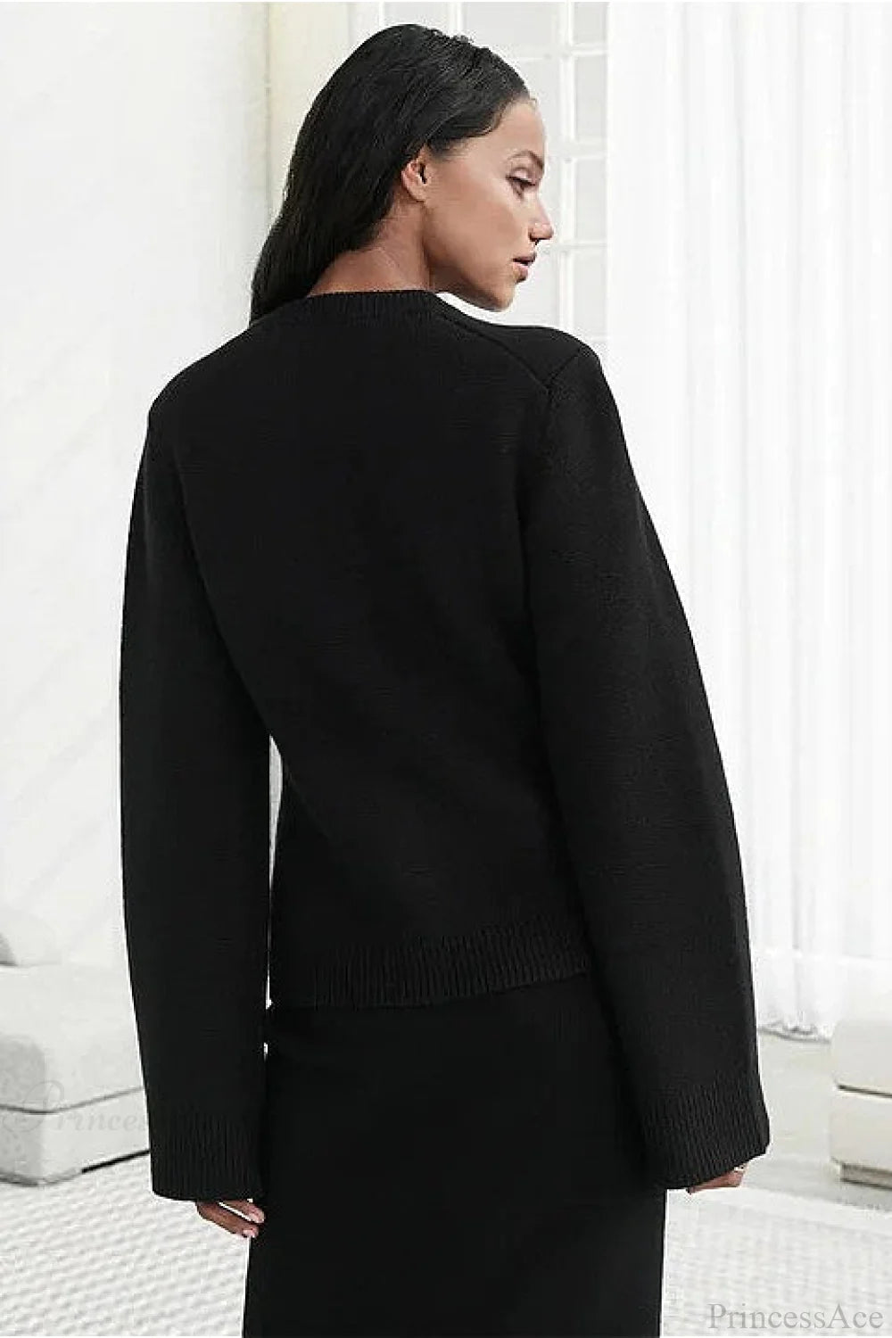 Solid Cinched Waist Elegant Minimal Cardigan Sweater