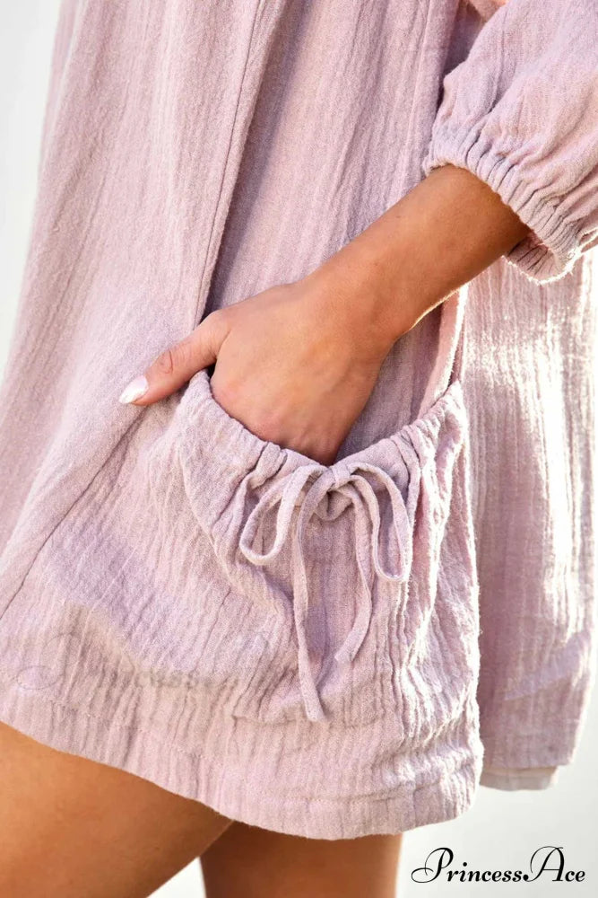 Solid Color Loose Rompers Pink / 2Xl