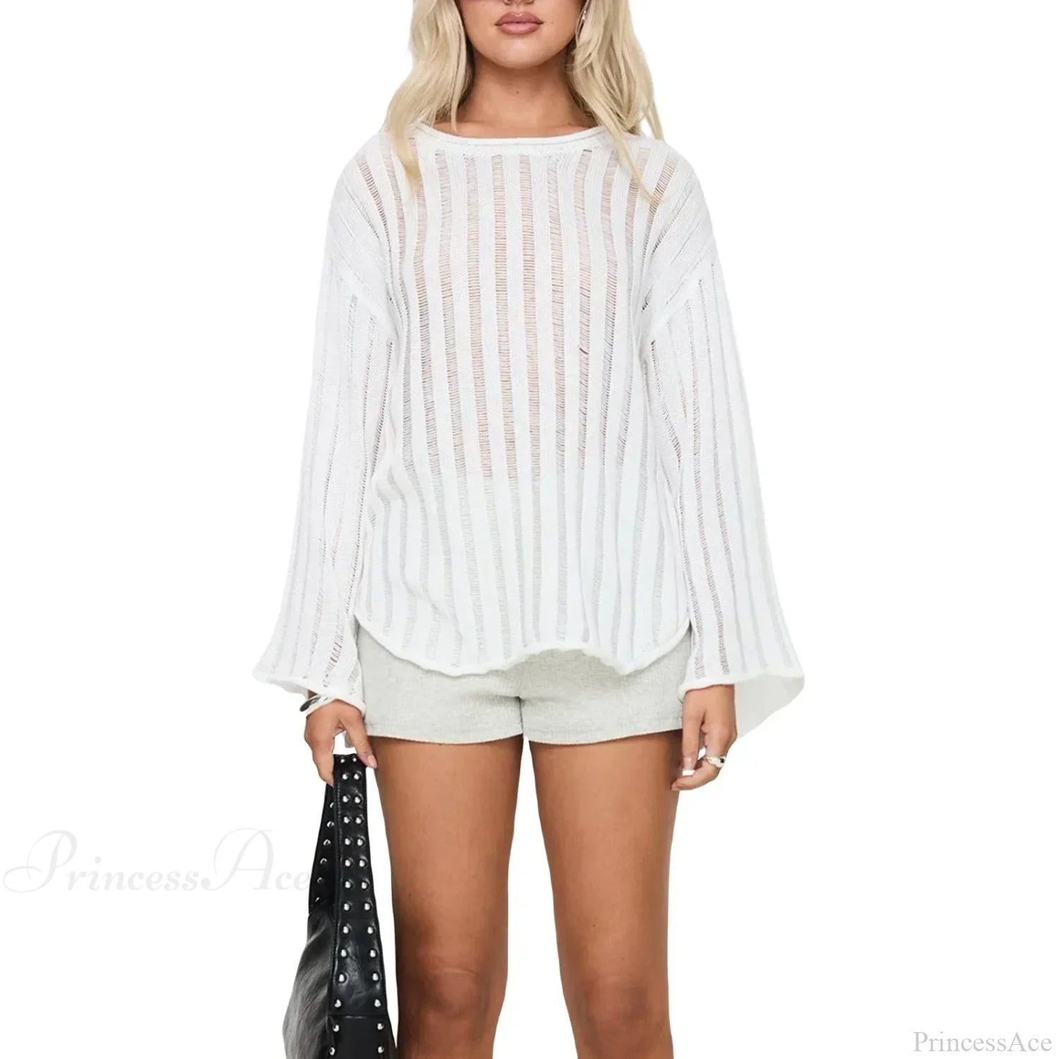 Solid Color Loose Warm Sweater WHITE / S
