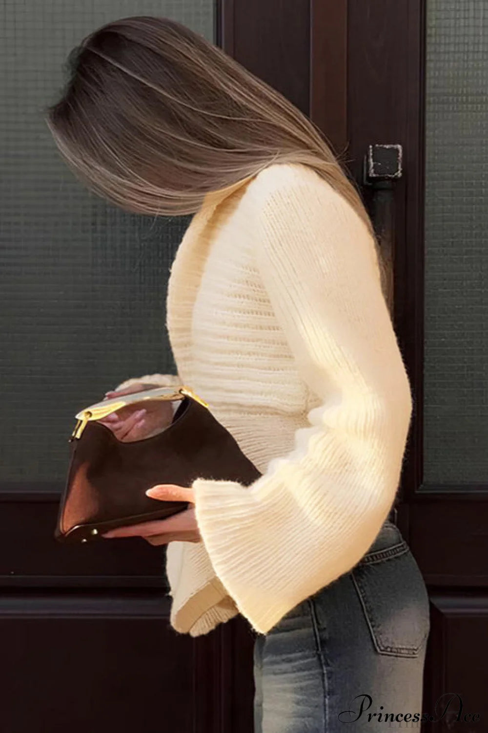 Solid Color Paneled Waist Cinched Knit Cardigan