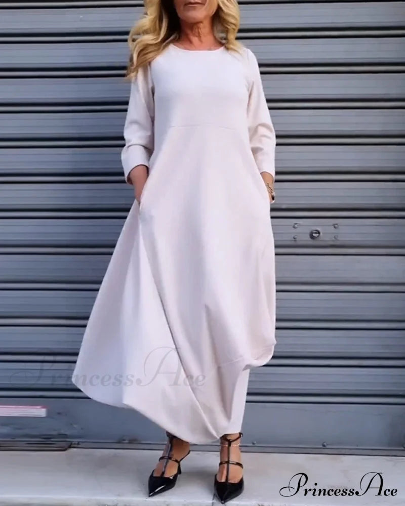 Solid Color Pocket Dress Dresses