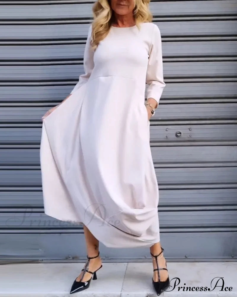 Solid Color Pocket Dress Dresses