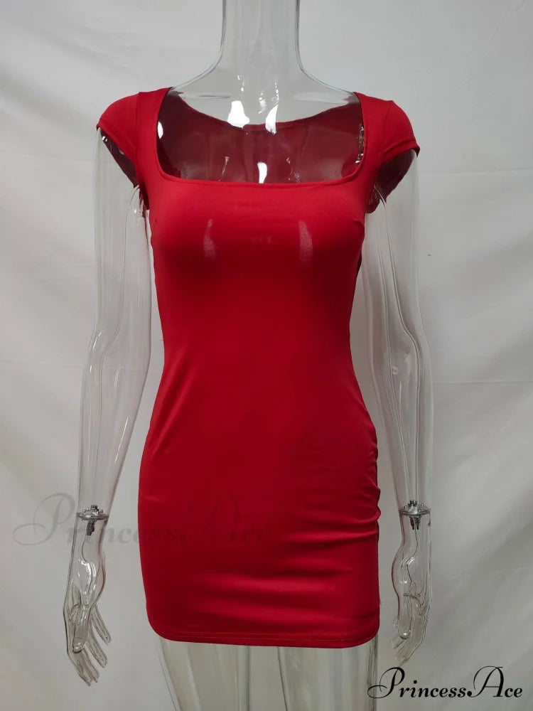 Solid Color Sexy Slim Hollow Out Mini Dress L / Black Dresses