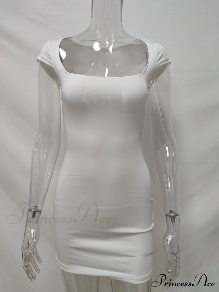 Solid Color Sexy Slim Hollow Out Mini Dress M / Pink Dresses