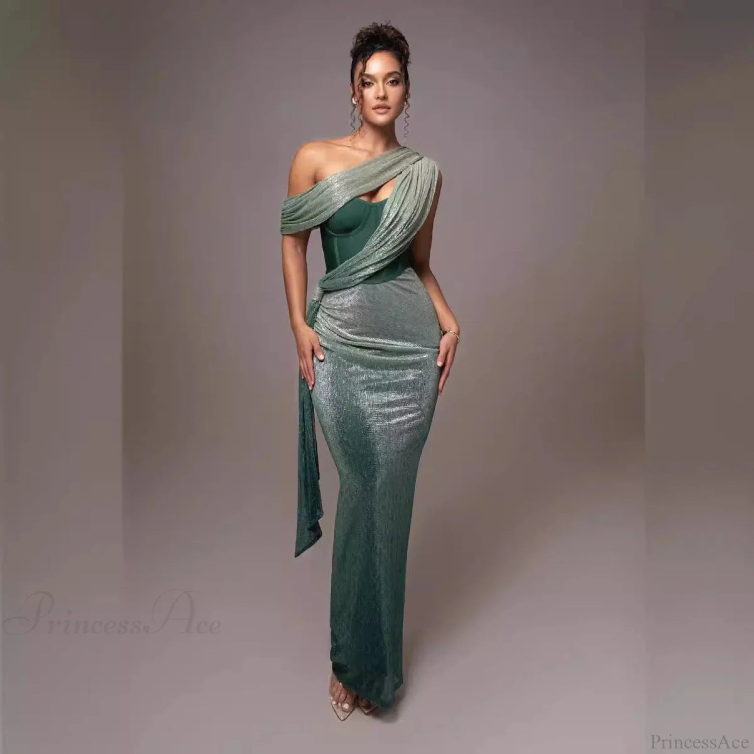 Solid Color Sleeveless Strapless Slit Prom Dress promdress-250223