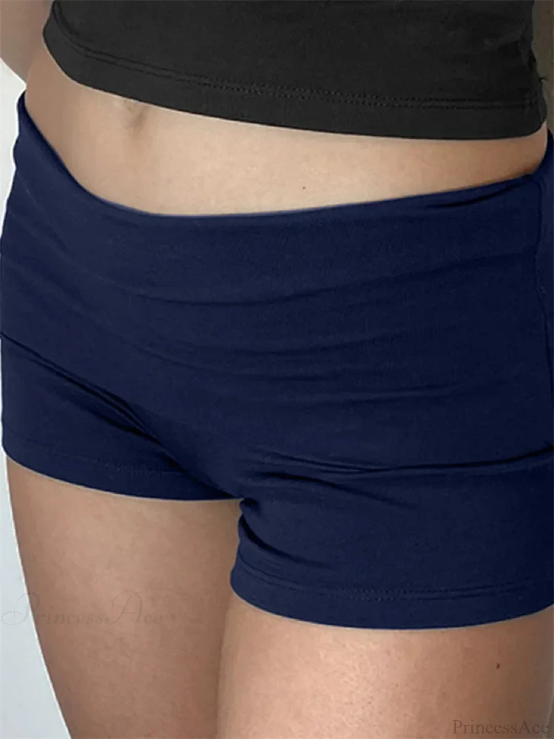 Solid Elastic Low Waist Short navy / S short-250223