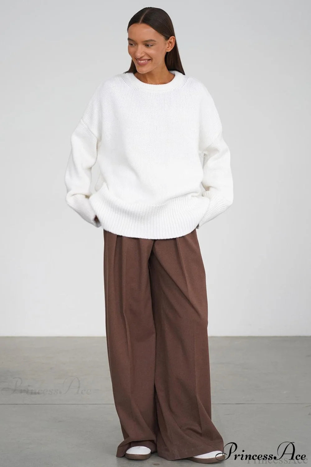 Solid Knit Crew Neck Sweater