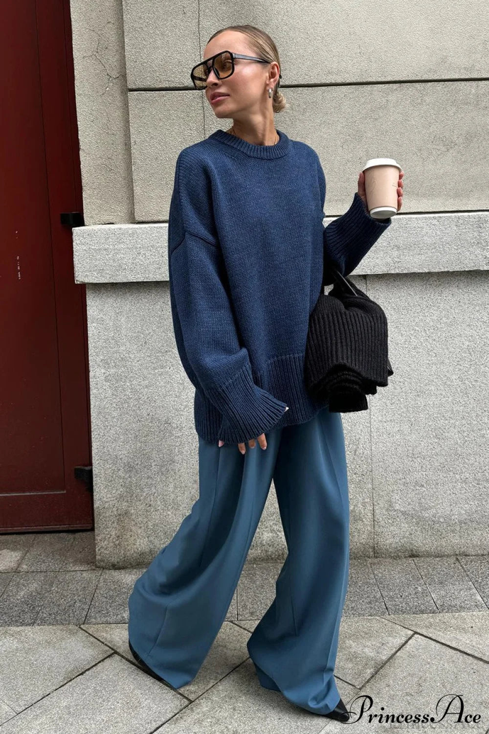 Solid Knit Crew Neck Sweater