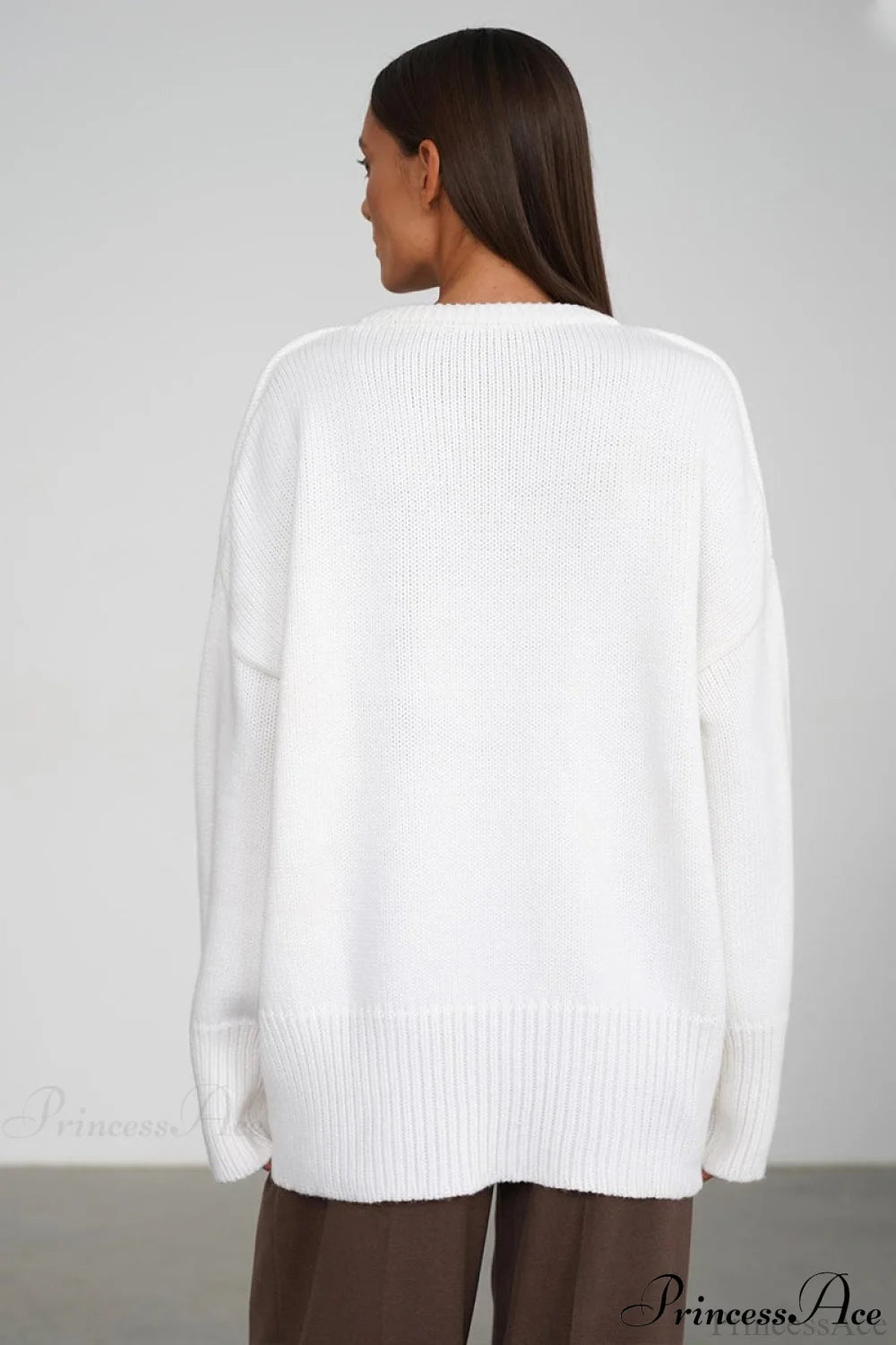 Solid Knit Crew Neck Sweater