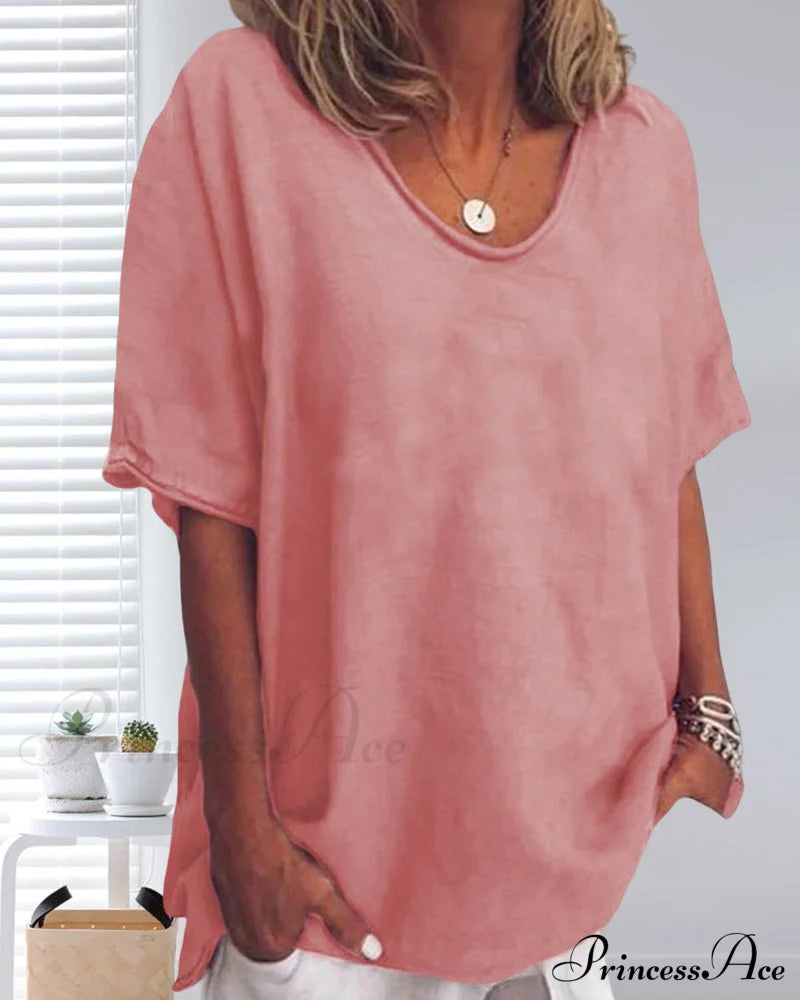 Solid Loose T-Shirt In Neck Round Color T-Shirts