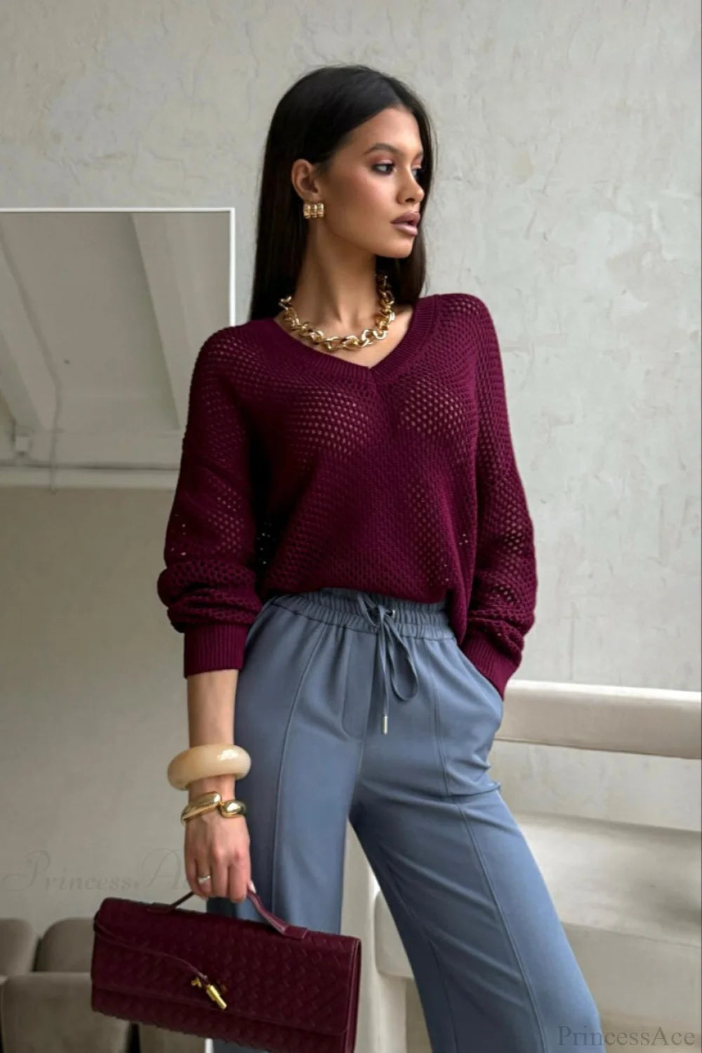 Solid Minimalist Cutout Chic Cropped Sweater