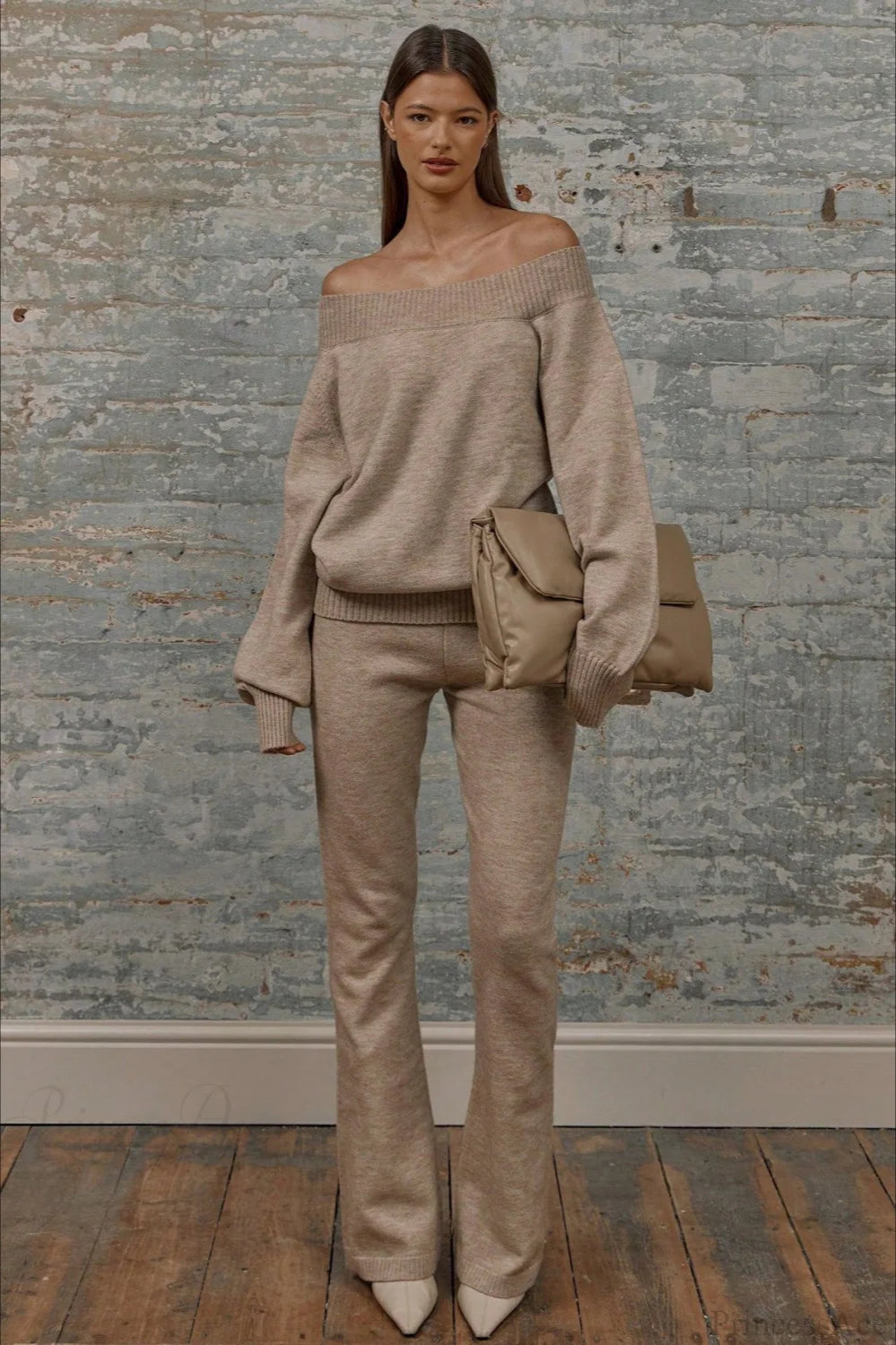 Solid Off Shoulder Loose Sweater