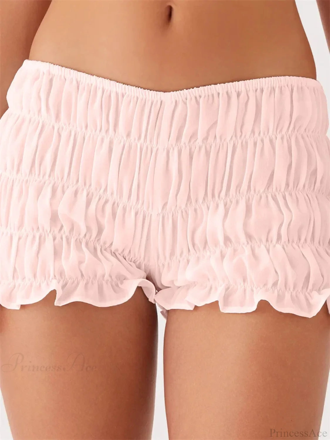 Solid Plaid Ruched Slim Short pink / S short-250223