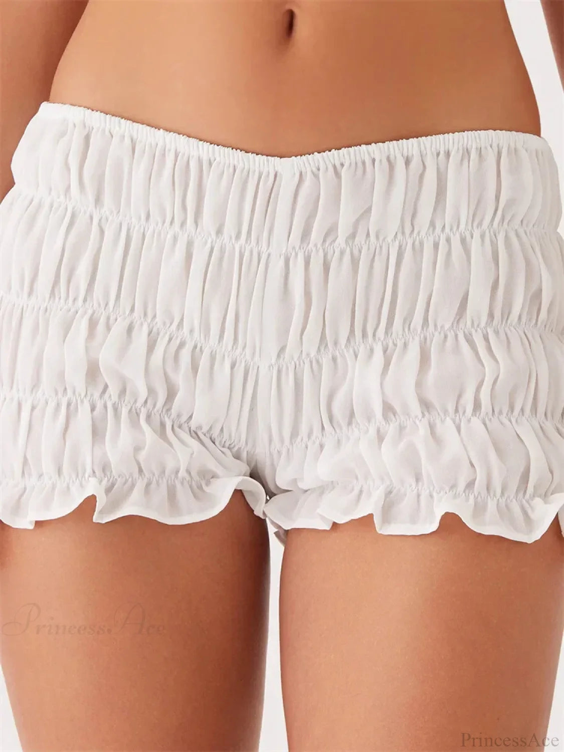 Solid Plaid Ruched Slim Short white / S short-250223