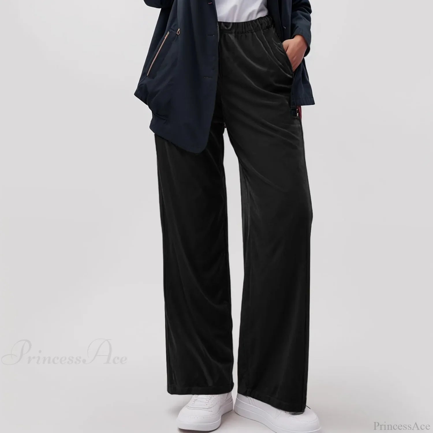 Solid Pocket Stretch Yoga Casual Pants Black / S