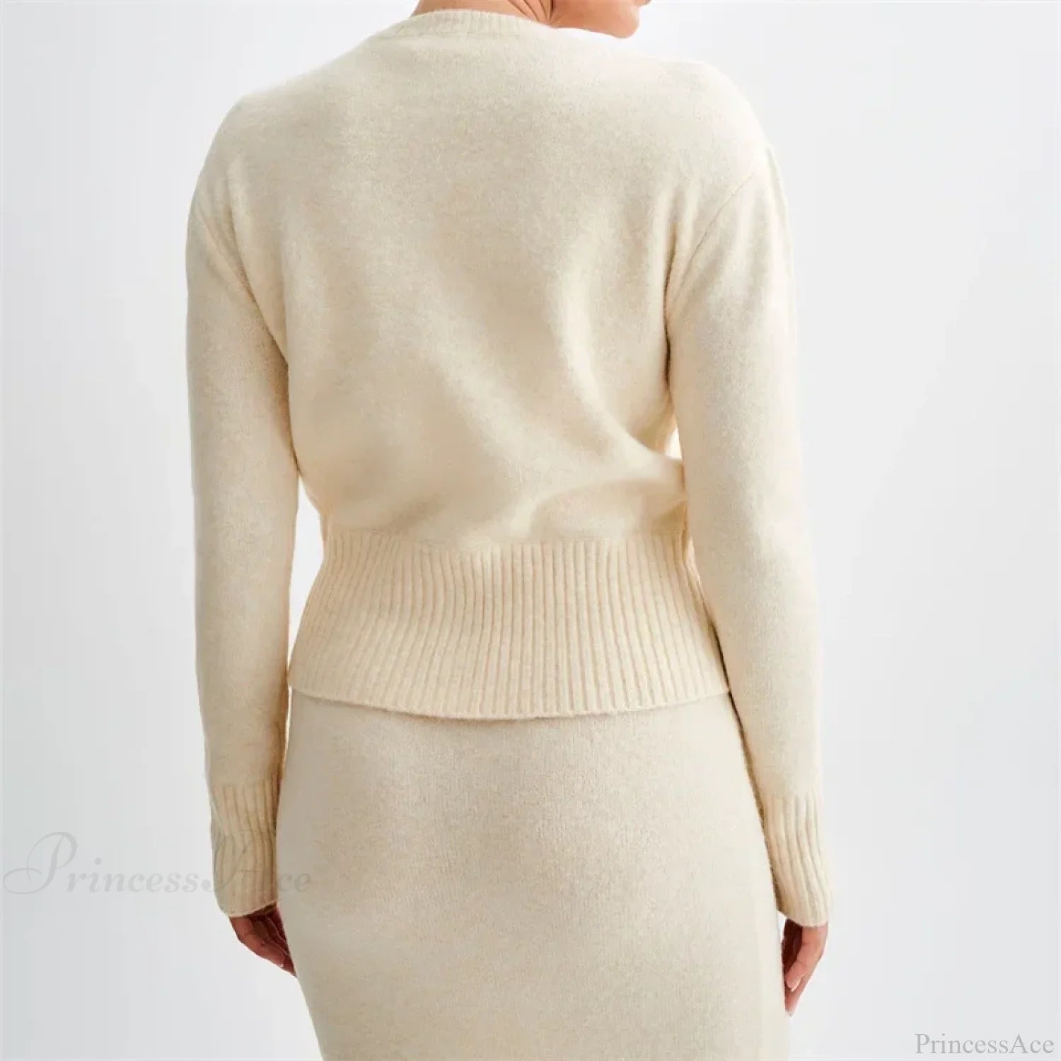 Solid Round Neck Single Breasted Y2K Style Knit Cardigan cardiagn-250126