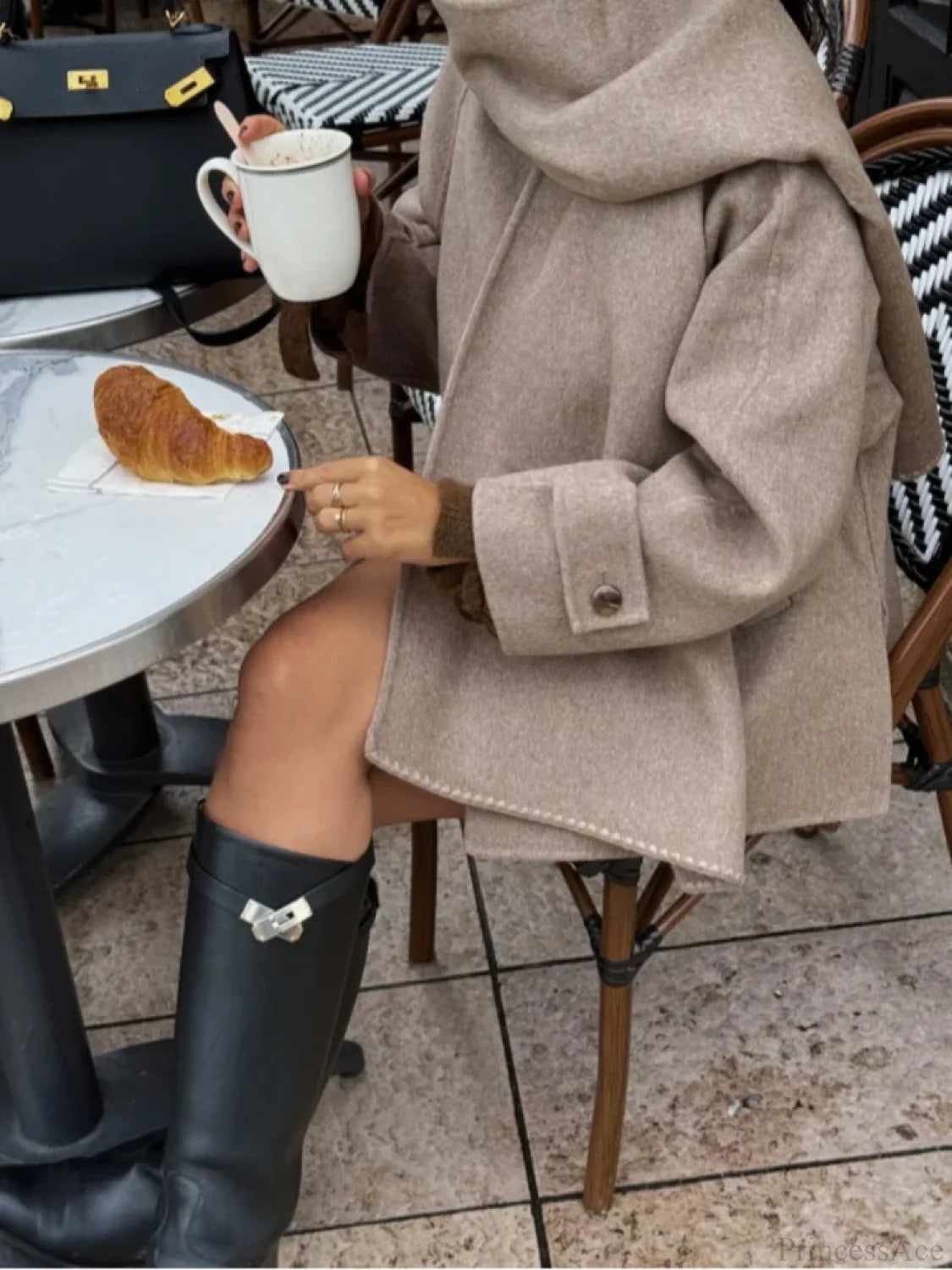 Solid Single Breasted Woolen Coat