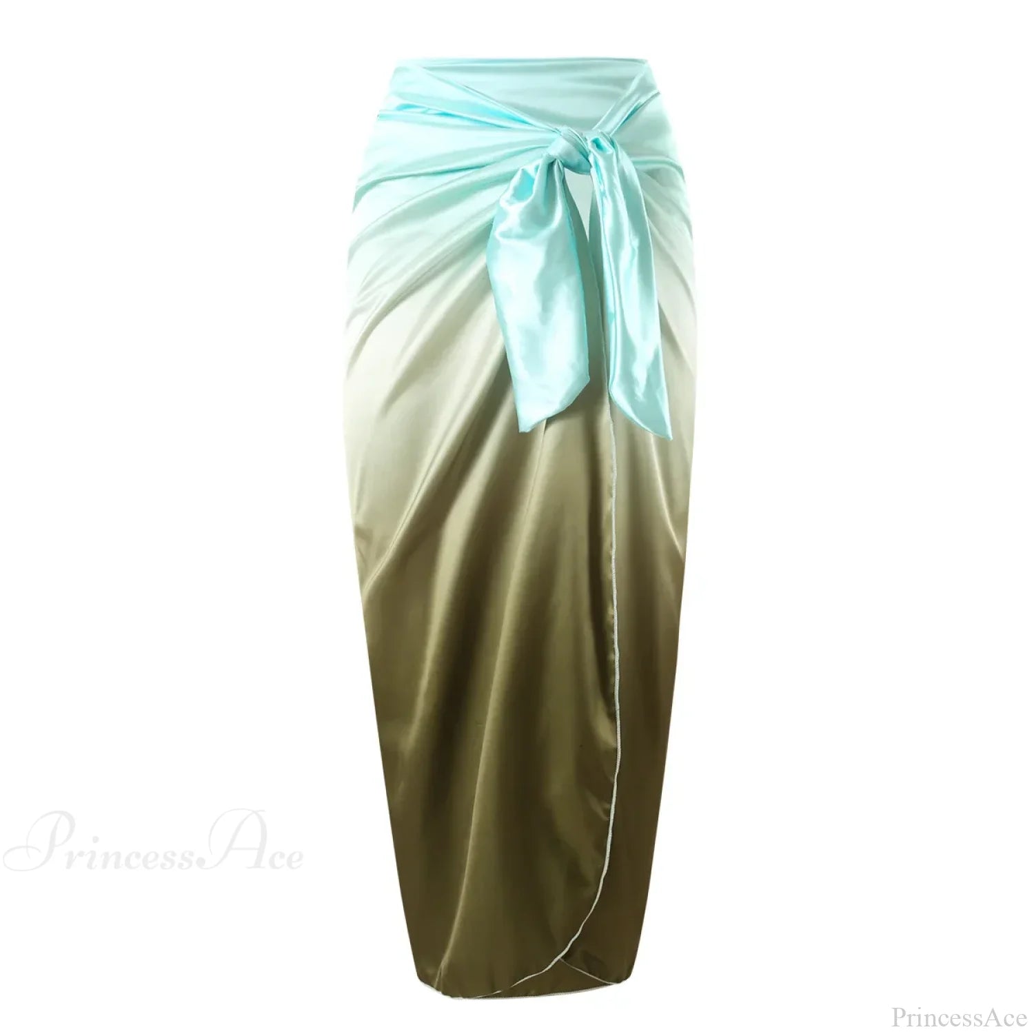 Solid Splicing Buckle One Piece Set Satin skirt 2 / S