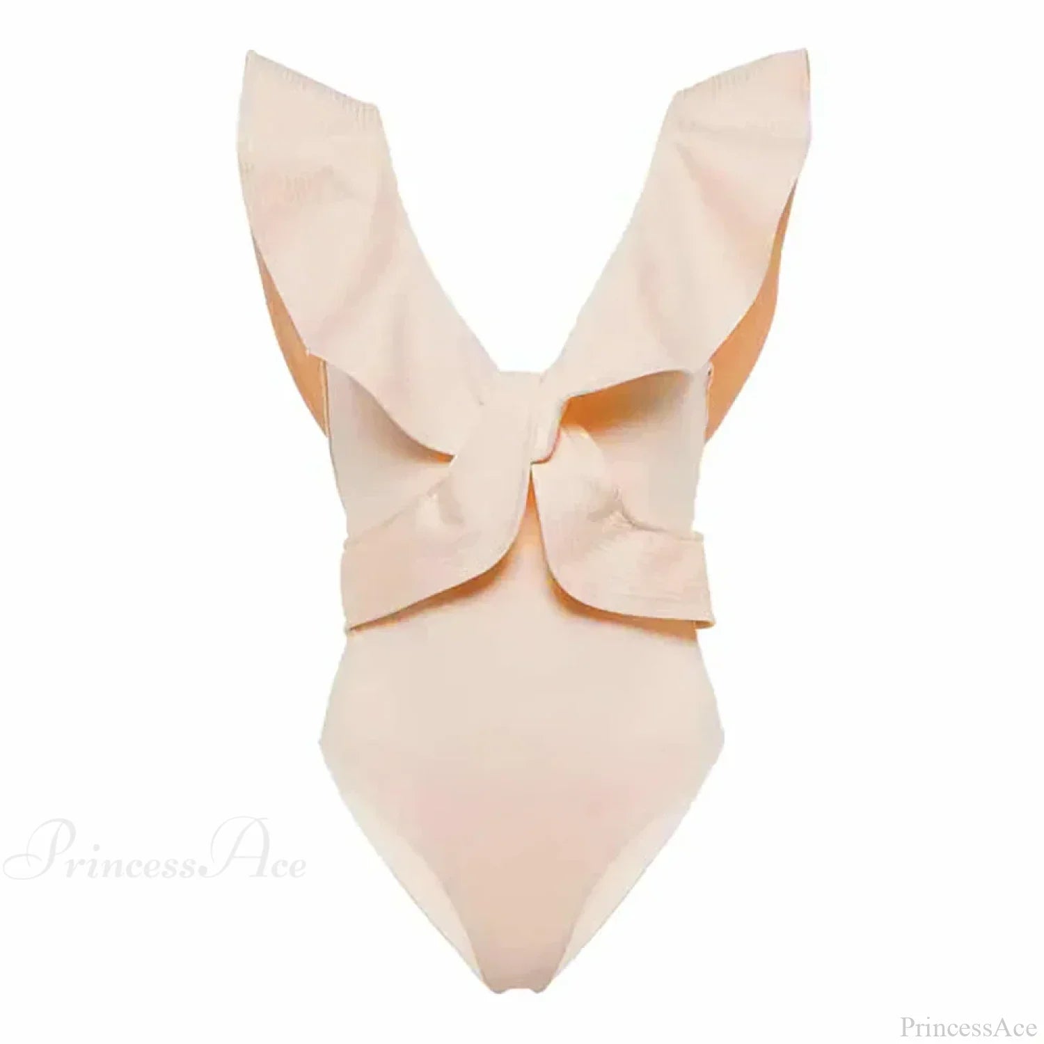 Solid V-Neck Slim Fit Swimsuit One Piece Pink / S onepiece-250223