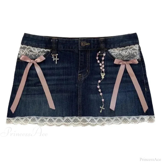 Sparkling Denim Vintage Black Skirt blue / S