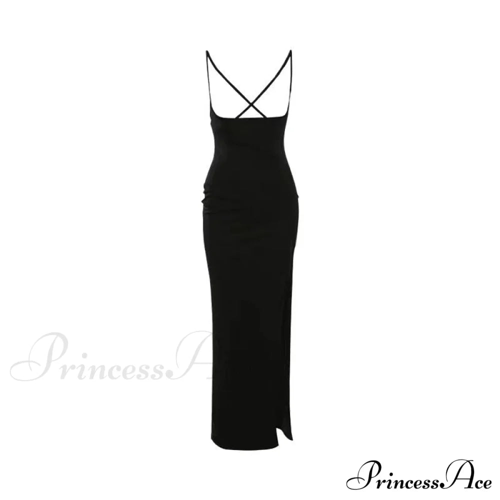 Split Gown Slim Set Women Piece Two T-Shirt Design Suit Long Arm Y2K One Piece Dress / S