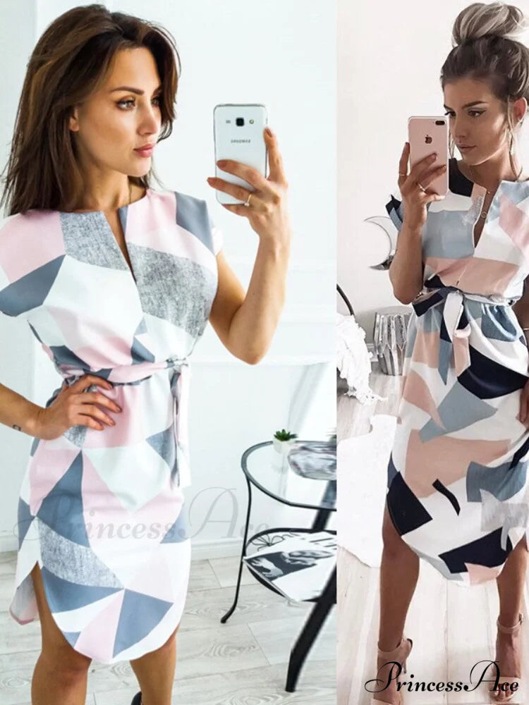 Split Women Party Flowered Midi Ruffles Bohemian V-Neck Casual Gown Design Wrap Warm-Season Sexy