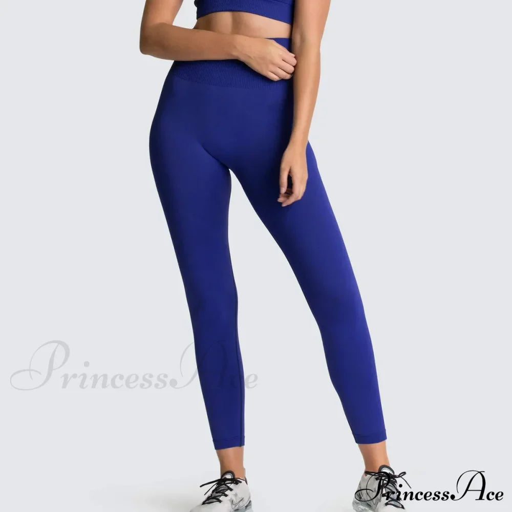 Sport Seamless High Waist Yoga Butt Lift Legging Blue / S