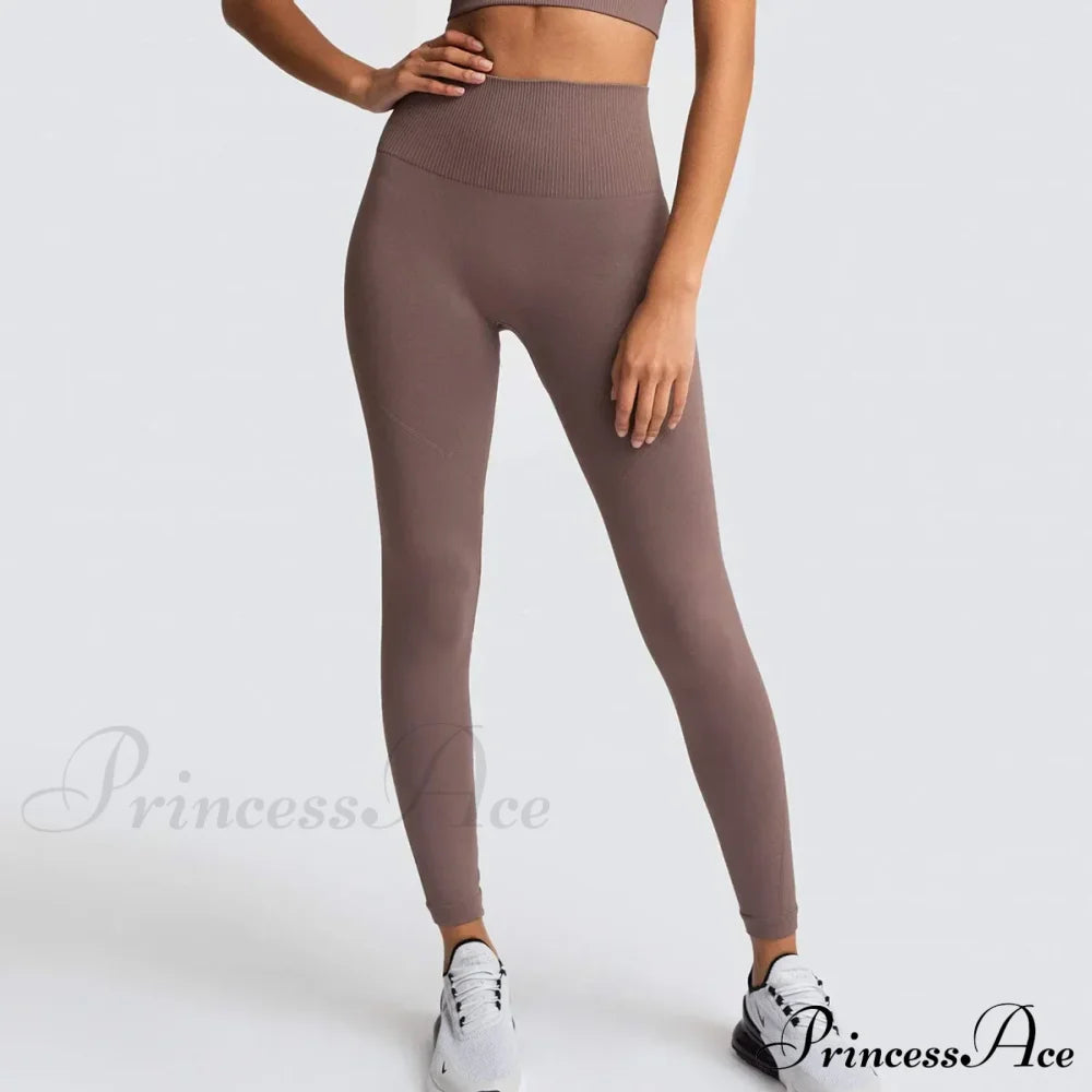 Sport Seamless High Waist Yoga Butt Lift Legging Brown / S