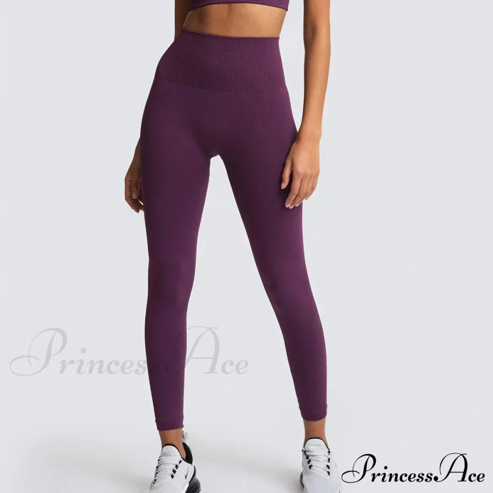 Sport Seamless High Waist Yoga Butt Lift Legging Dark Purple / S