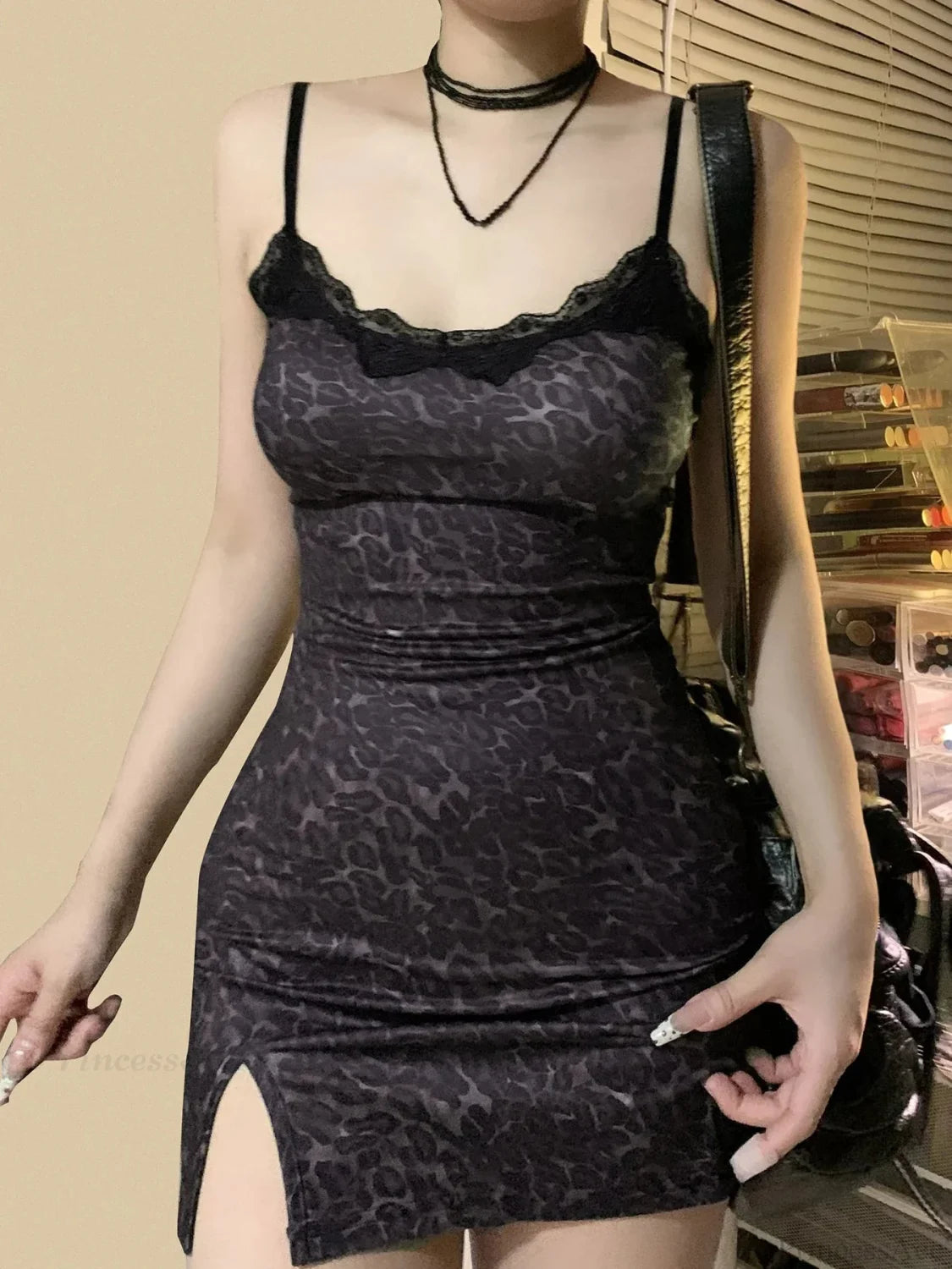 Spotted Lace Bodycon Mini Dress