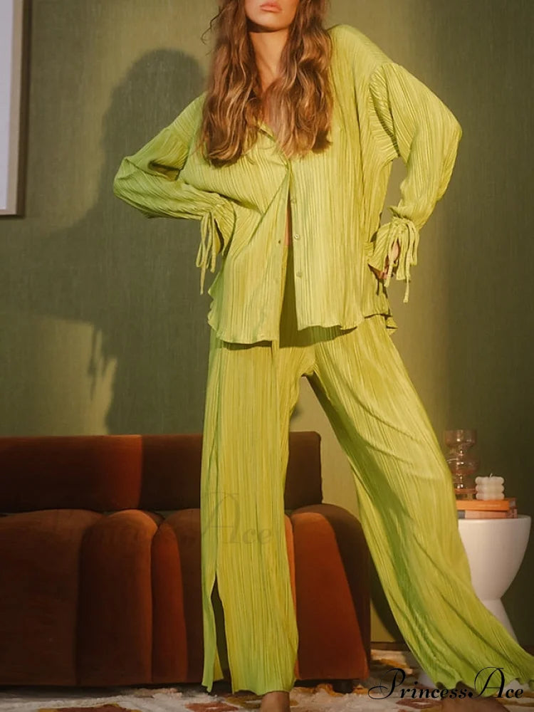 Spring Black Casual Color Blouse Sets Arm Light Fashion White - Daily Pants Regular Solid Long Fit