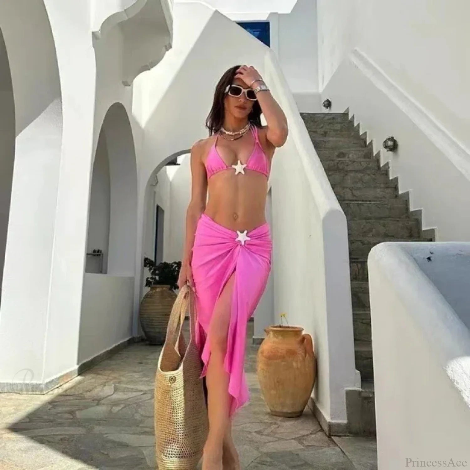 Starfish Thong Bikini Set Three Piece Swimsuit