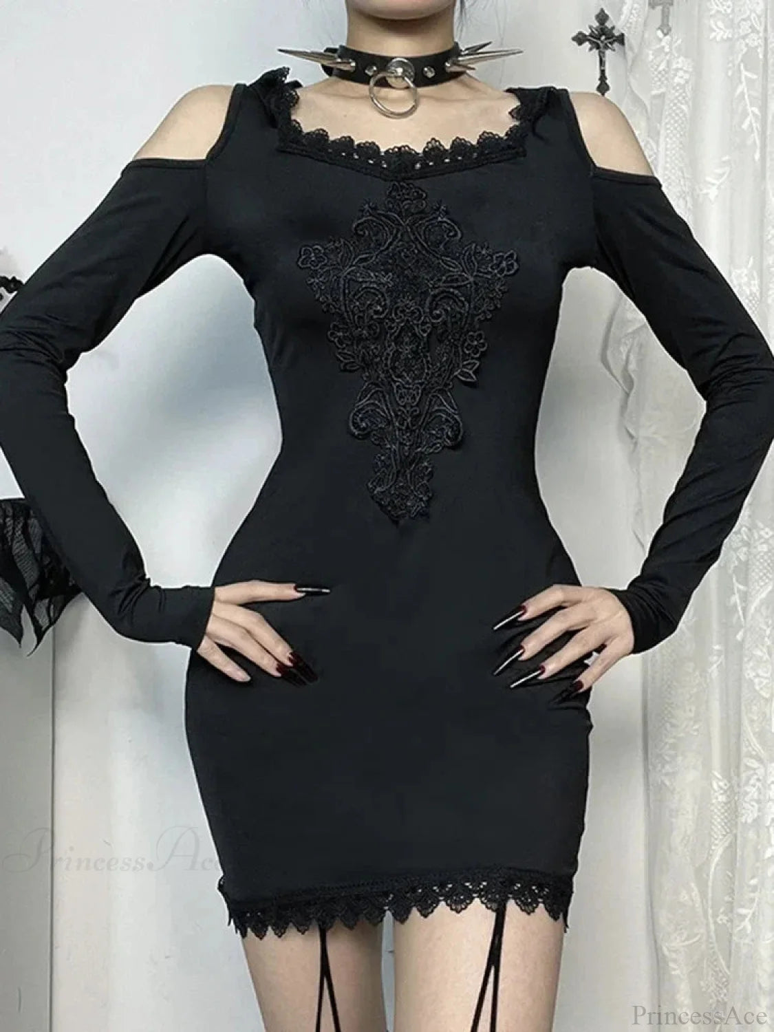 Stitched Hooded Small Dress Black / S