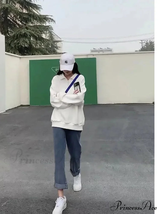 Straight Women’s Spring New Scheming Design Niche High Waist Thin Retro Wide Leg Jean