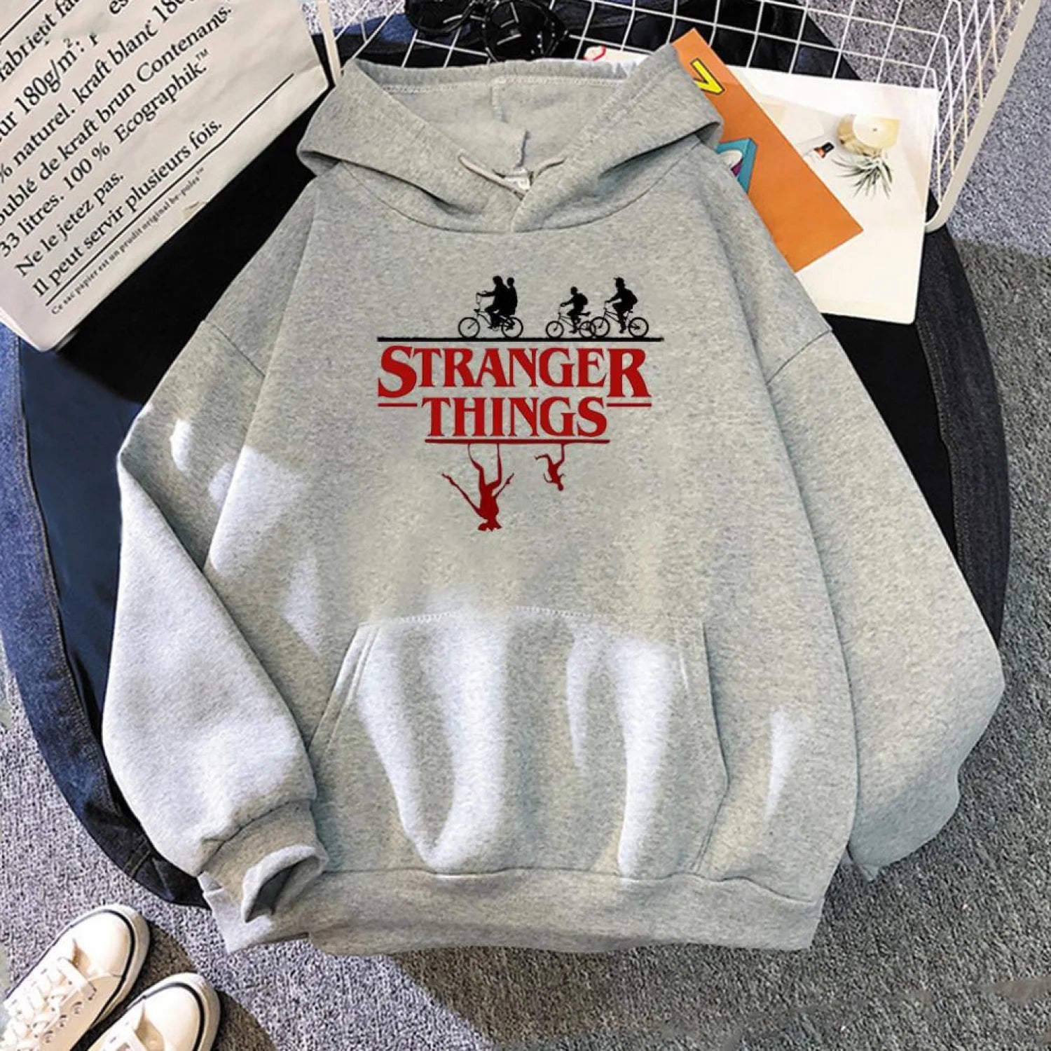Stranger Things Anime Print Hoodies Gray / S Sweatshirts & Hoodies-L