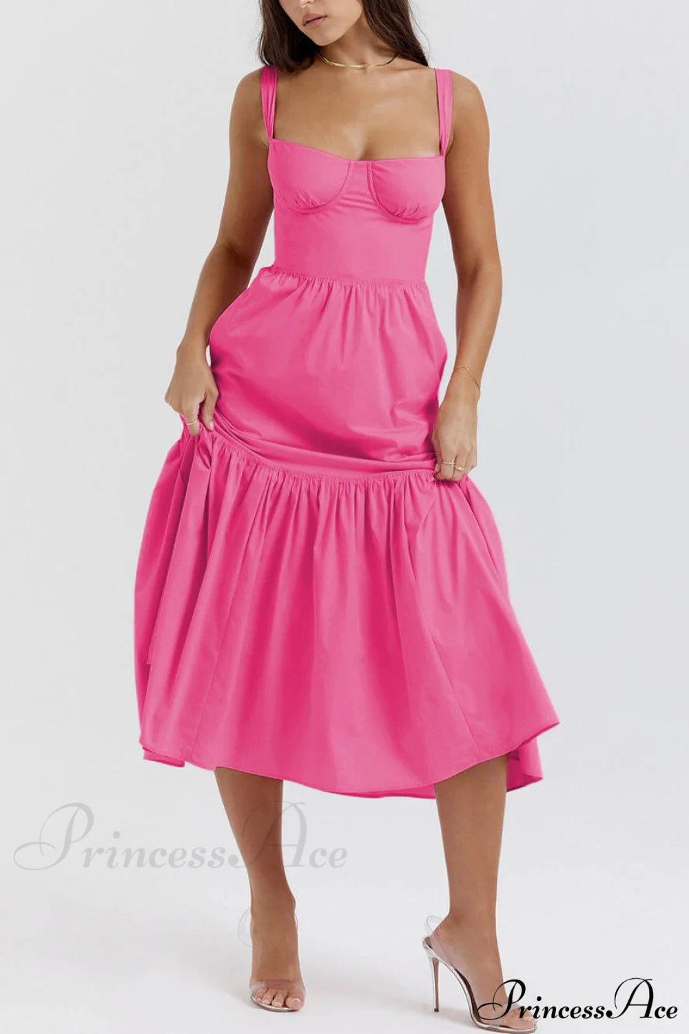 Strap Solid Color Charming A-Hem Midi Dress Dresses