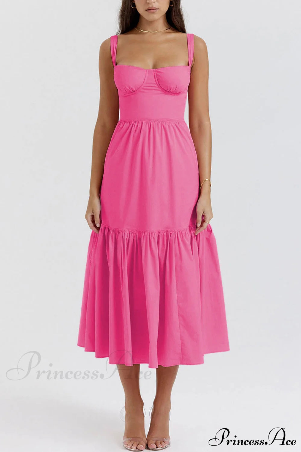 Strap Solid Color Charming A-Hem Midi Dress Dresses