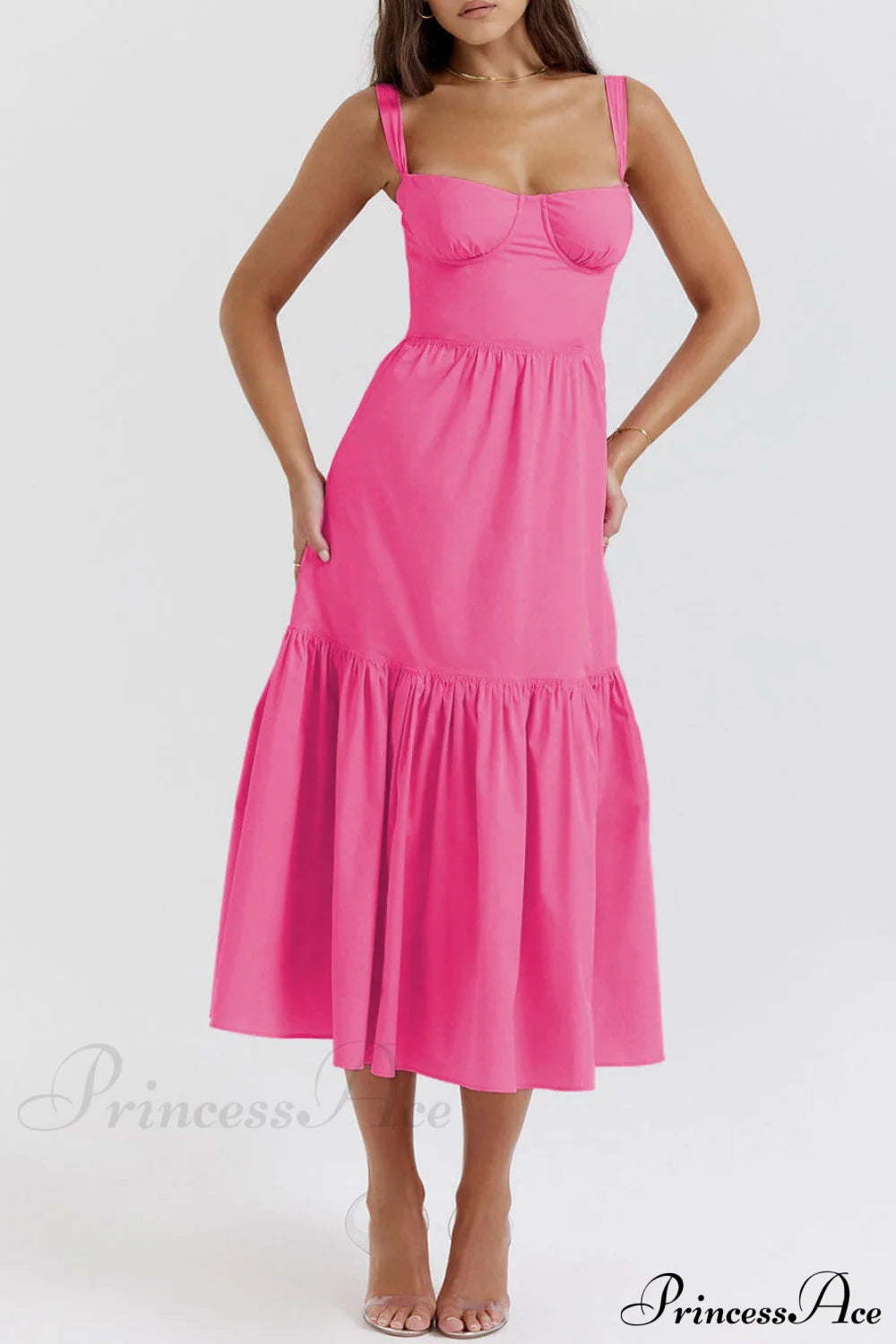 Strap Solid Color Charming A-Hem Midi Dress Dresses