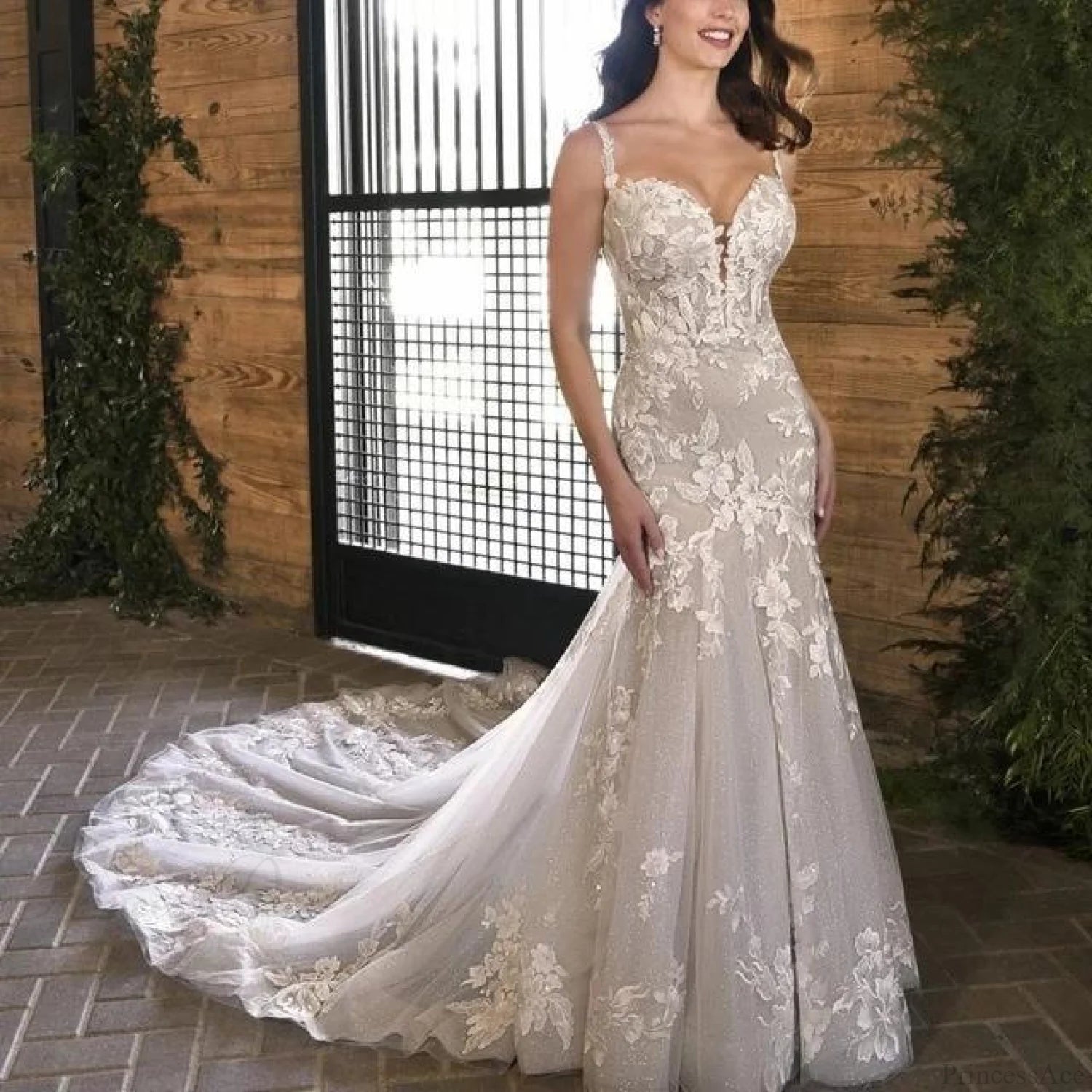 Strapless Mermaid Evening Wedding Dress lvory white / 2 weddingdress-250223