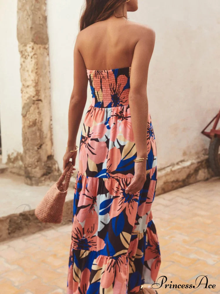 Strapless Printed Stylish Maxi Dress Dresses