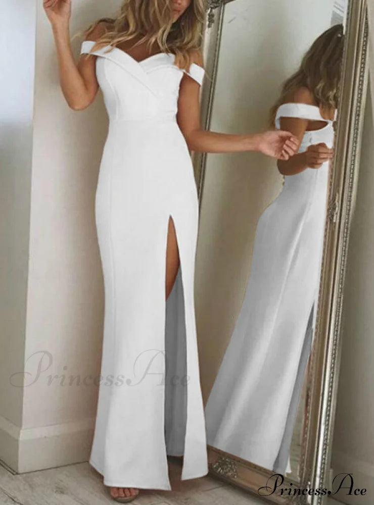 Strapless Solid Spring Girl Maxi Formal Party Dress M / Blue Dresses