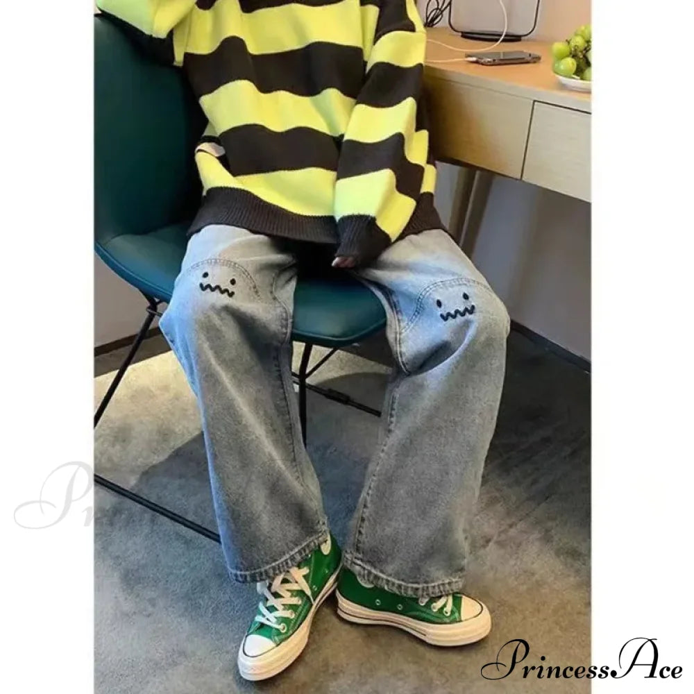 Street Trend Ruffian Handsome Letter Hip Hop Personality Fashion Ladies Trousers Jean